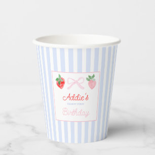 Erdbeeren in Wasserfarben zum ersten Geburtstag Pappbecher