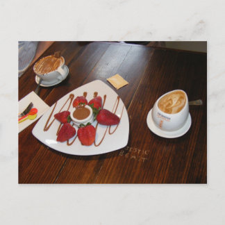 Erdbeeren, Kaffee und Schokolade. Postkarte