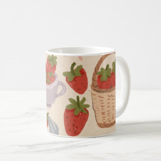 Erdbeeren Kaffeetasse (VorderseiteRechts)