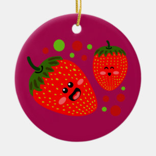 Erdbeeren Keramik Ornament
