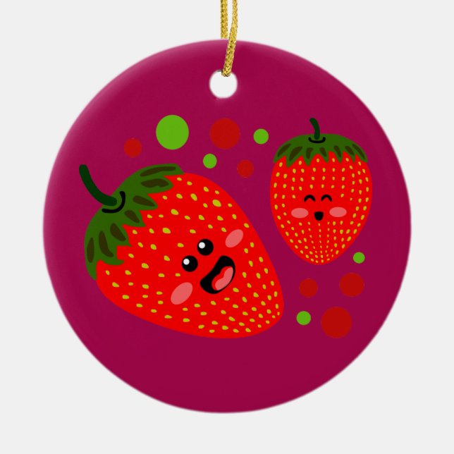 Erdbeeren Keramik Ornament (Vorne)