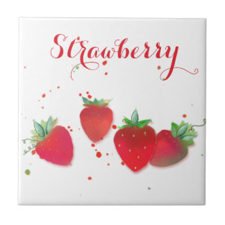 Erdbeeren Keramik Tile, klein (4,25" x 4,25") Fliese