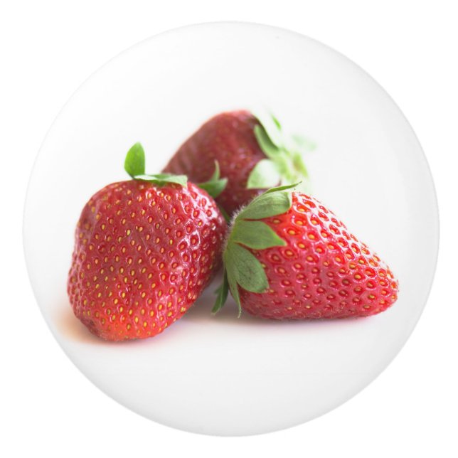 Erdbeeren Keramikknauf (Vorderseite)