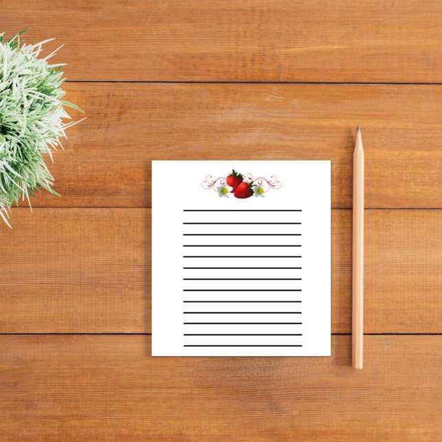 Erdbeeren Kleiner, dunkelgeflechteter Notepad Notizblock (Von Creator hochgeladen)