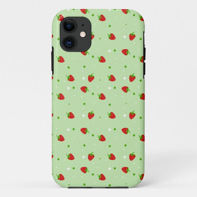 Erdbeeren kopieren mit grünem Hintergrund Case-Mate iPhone Hülle (Rückseite)