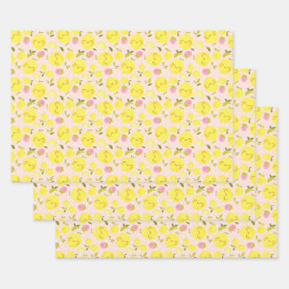 Erdbeeren Lemon rosa Wrapping Paper Geschenkpapier Set