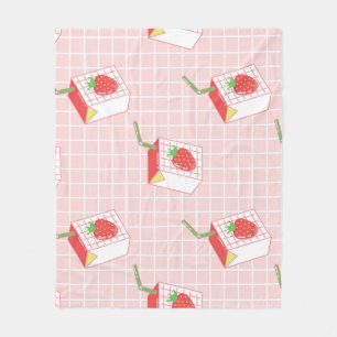 Erdbeeren Milk Cartoon: Spielerische Muster Fleecedecke
