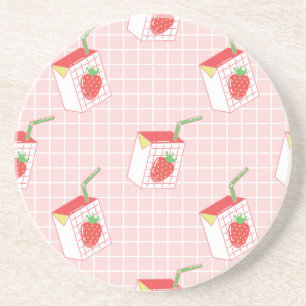 Erdbeeren Milk Cartoon: Spielerische Muster Getränkeuntersetzer