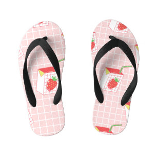 Erdbeeren Milk Cartoon: Spielerische Muster Kinderbadesandalen