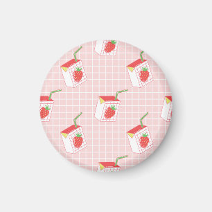 Erdbeeren Milk Cartoon: Spielerische Muster Magnet