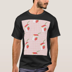 Erdbeeren Milk Cartoon: Spielerische Muster T-Shirt