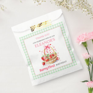 Erdbeeren Minze Berry Erster Geburtstag Danke Geschenktütchen