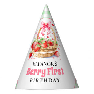 Erdbeeren Minze grün Berry Erster Geburtstag Partyhütchen