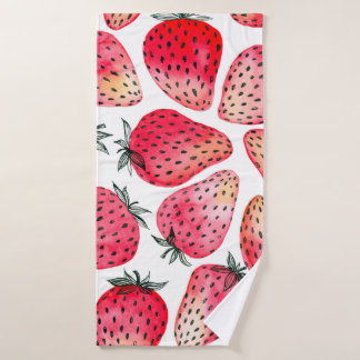 Erdbeeren mit Aquarell und Tinte, nahtlos gestrich Badehandtuch