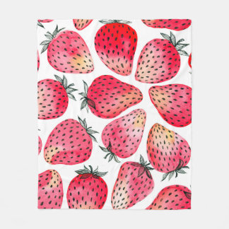 Erdbeeren mit Aquarell und Tinte, nahtlos gestrich Fleecedecke