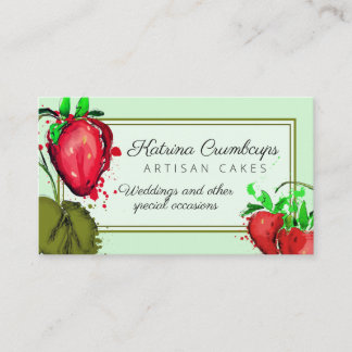 Erdbeeren mit Aquarellfarben Obstkuchenbacken Visitenkarte