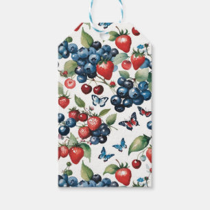 Erdbeeren mit Blaubeeren und Schmetterlingen Geschenkanhänger