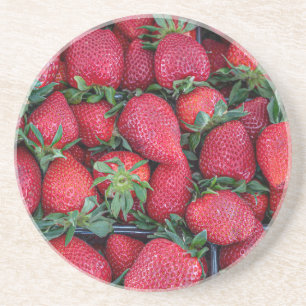 Erdbeeren mit grünen Blätter Getränkeuntersetzer
