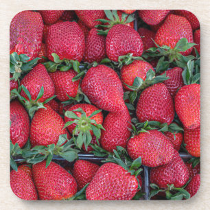 Erdbeeren mit grünen Blätter Getränkeuntersetzer