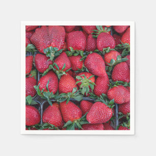 Erdbeeren mit grünen Blättern Serviette