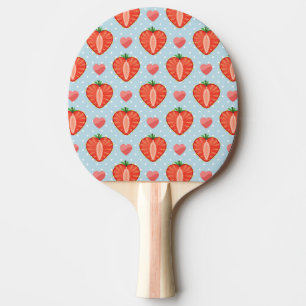 Erdbeeren mit Polka-Punkten und Herz Tischtennis Schläger