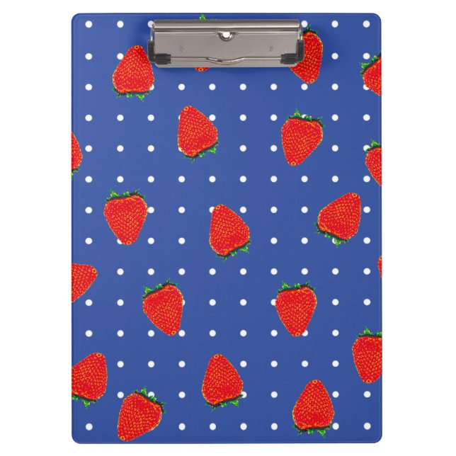 Erdbeeren mit Punkten Klemmbrett (Vorderseite)