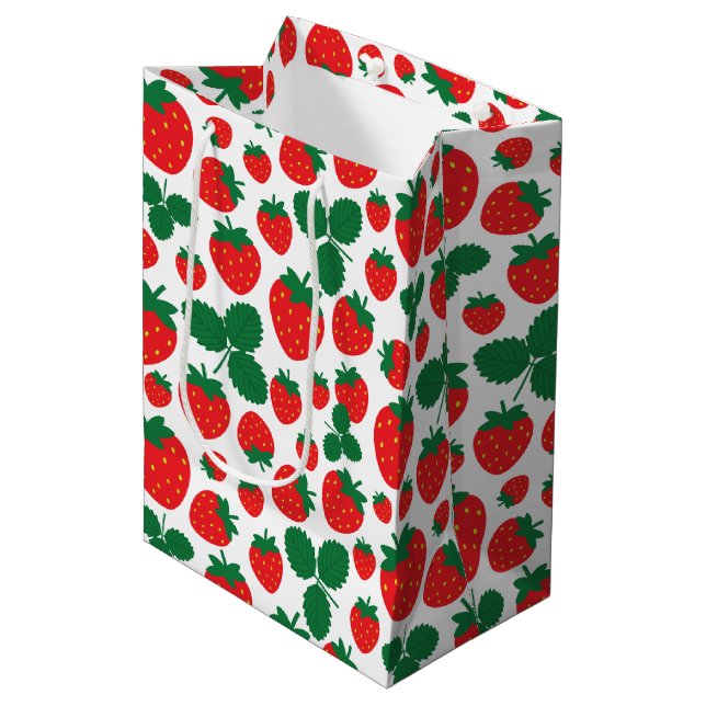 Erdbeeren Mittlere Geschenktüte (Vorderseite Schrägansicht)