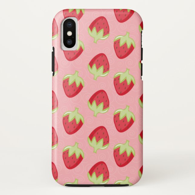 Erdbeeren Muster Handy Case - Rosa (Rückseite)