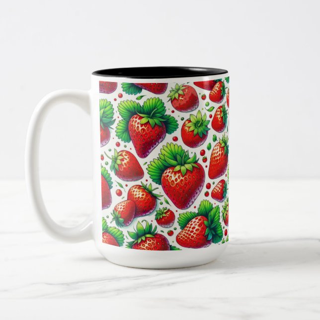 Erdbeeren Muster Zweifarbige Tasse (Links)