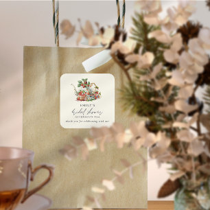 Erdbeeren Nachmittagstee Brautparty Vielen Dank Quadratischer Aufkleber