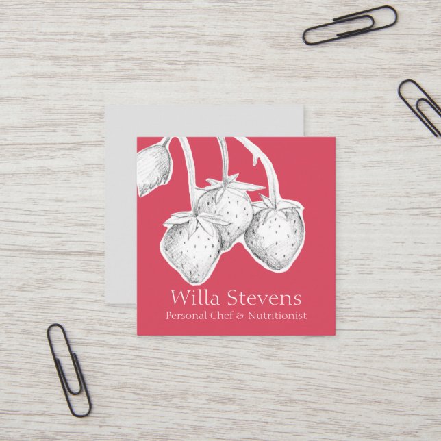 Erdbeeren Obsthütte Jam Jelly Preserve Quadratische Visitenkarte (Vorderseite/Rückseite Beispiel)