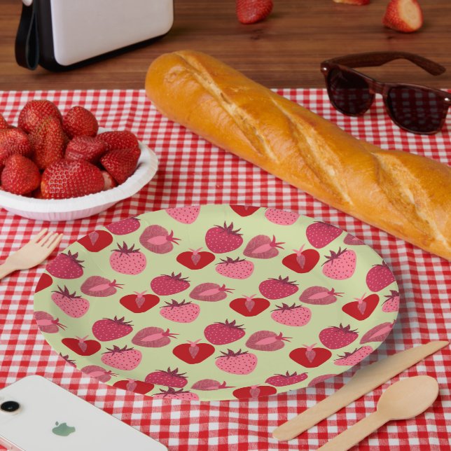 Erdbeeren Pappteller (Picknick)