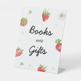 Erdbeeren-Party-Bücher und Geschenktabellensignatu Sockelschild