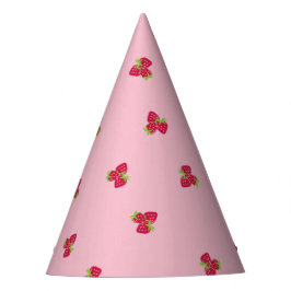 Erdbeeren-Party mit rosa Hintergrund Partyhütchen