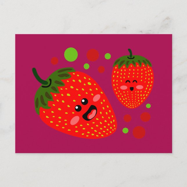 Erdbeeren Postkarte (Vorderseite)