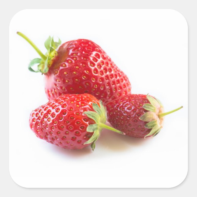Erdbeeren Quadratischer Aufkleber (Vorderseite)