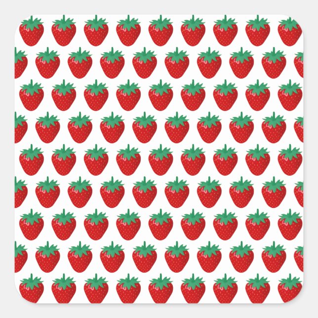 Erdbeeren Quadratischer Aufkleber (Vorderseite)