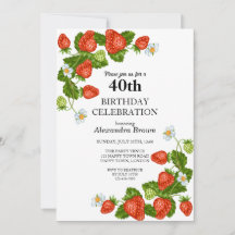 Erdbeeren Rahmen 40. Geburtstag Foto Party