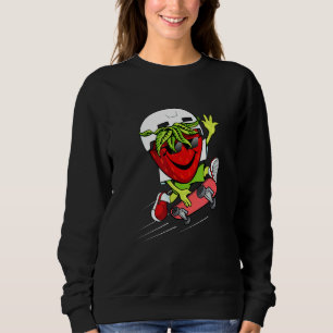 Erdbeeren Reiten Skateboard Obst Außenbereich Sweatshirt