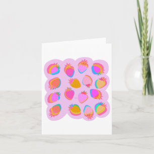 Erdbeeren rosa Aufkleber Karte