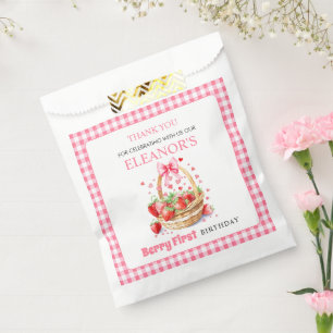 Erdbeeren rosa Beeren Erster Geburtstag Danke Geschenktütchen