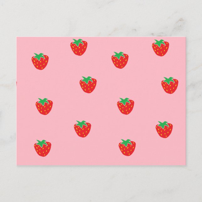 Erdbeeren Rosa Postkarte (Vorderseite)