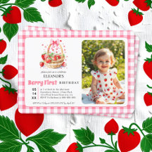 Erdbeeren, rosa Schleife Berry First Geburtstag Fo