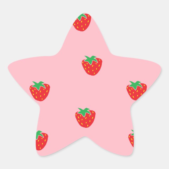 Erdbeeren Rosa Stern-Aufkleber (Vorderseite)