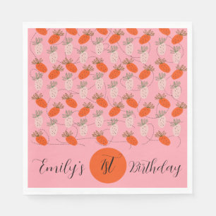 Erdbeeren Rosa Weiße Doodle-Muster Serviette