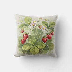 Erdbeeren Rot Grün Sommer Blumen Kissen