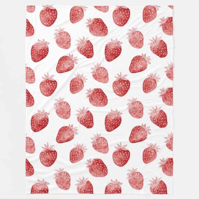 Erdbeeren Rot Weiße Punkte Fleecedecke (Vorderseite)