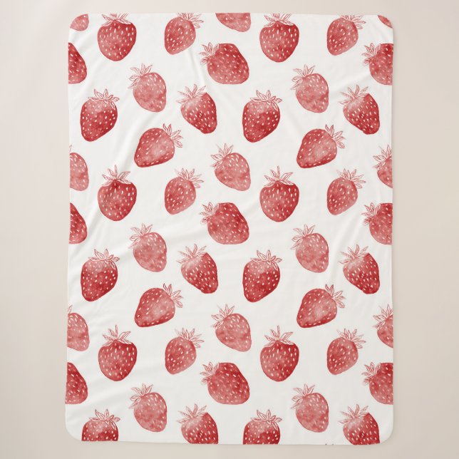 Erdbeeren Rot Weiße Punkte Sherpadecke (Vorderseite)