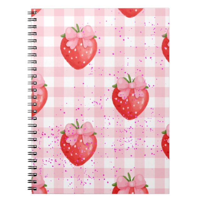 Erdbeeren rote und rosa Schleifen Notizblock (Vorderseite)