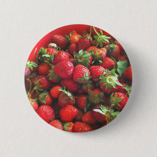 Erdbeeren Rotes Foto Button
